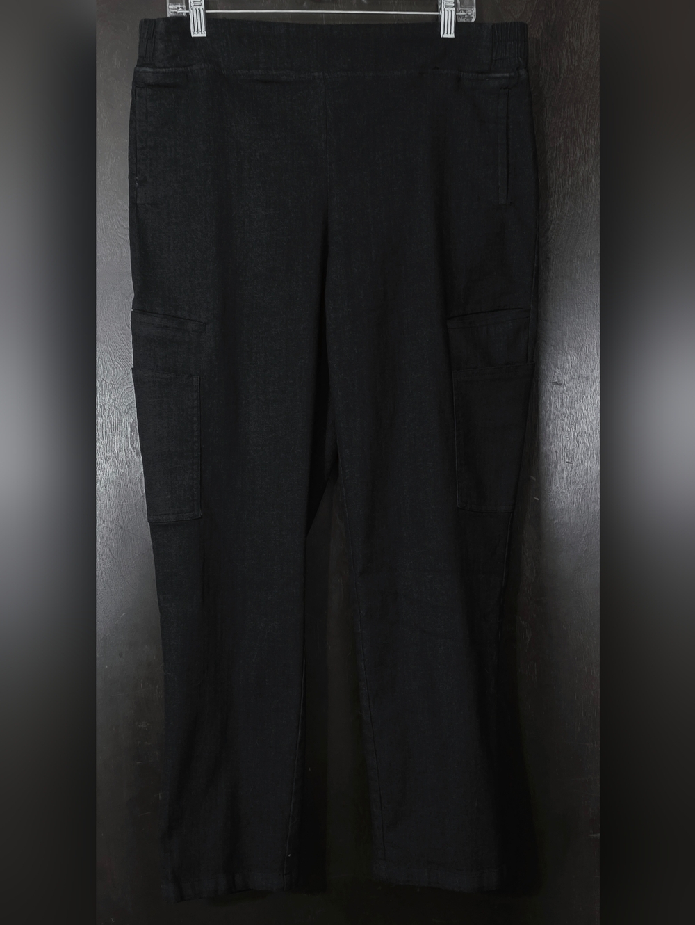 Juicy Black Denim Cargo Pants Pull-on-Classic Utility Style Women's Size XL